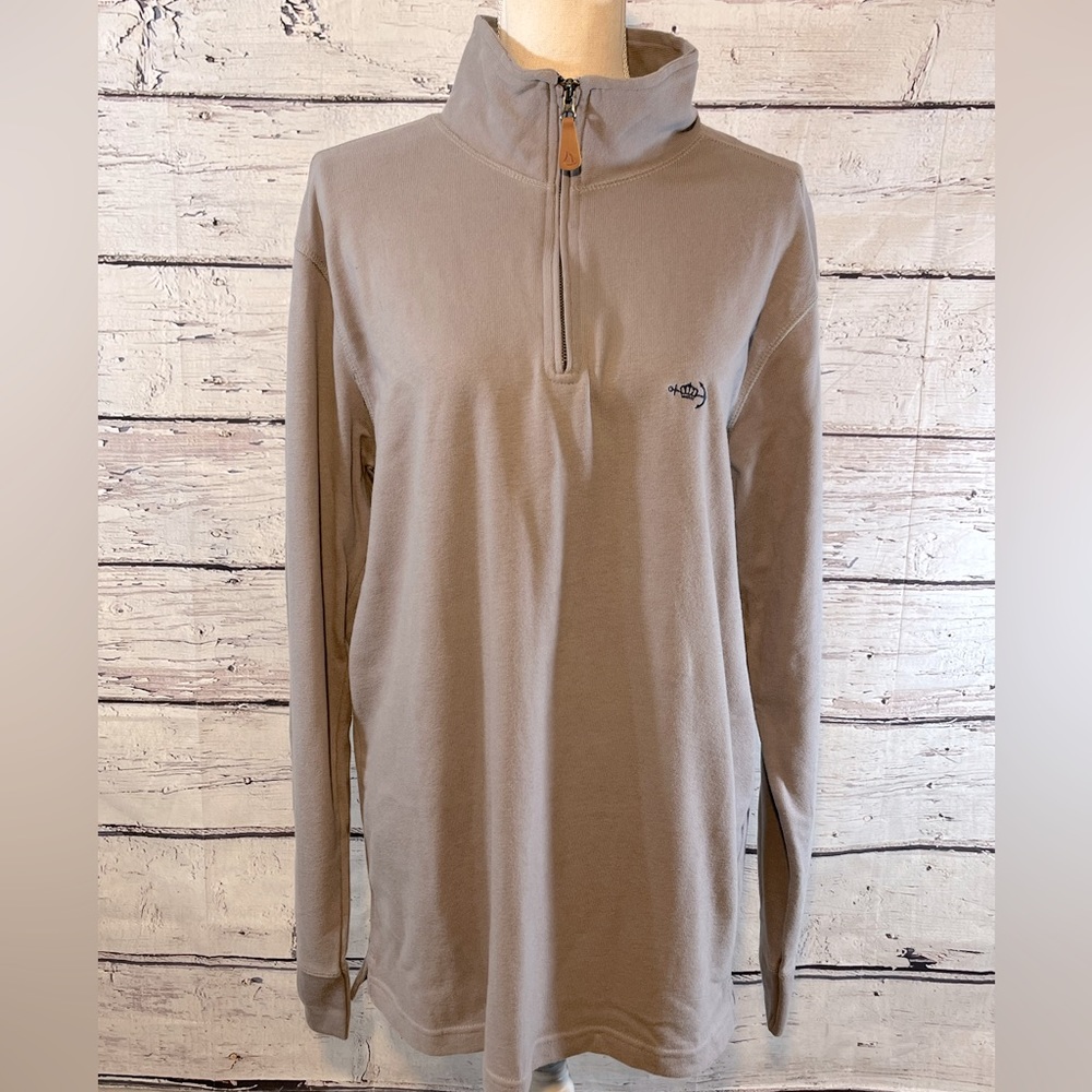CROWN & ANCHOR 1/4 Zip Sweatshirt Lightweight Gray-Large